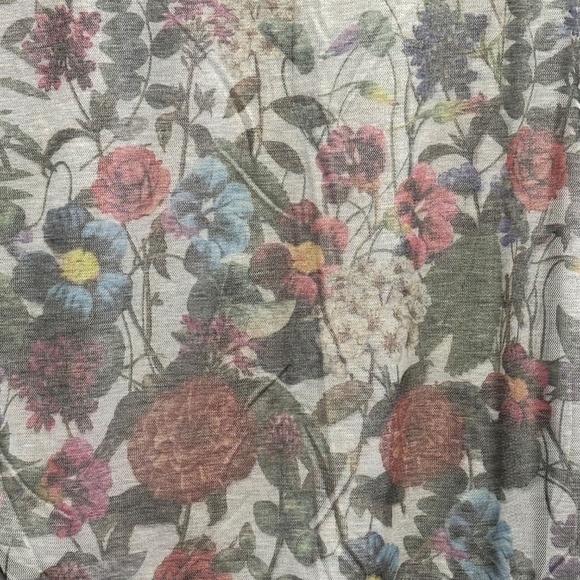 Edista Los Angelas t-shirt with mesh floral print overlay grey underneath size L - Picture 3 of 11